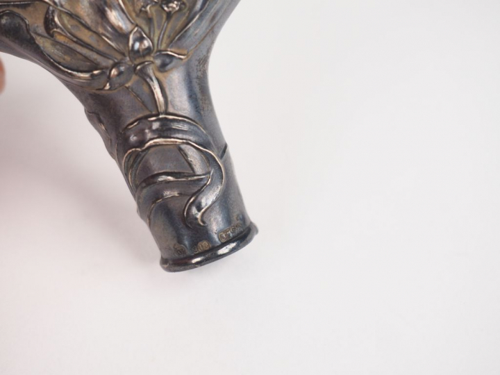 Etui à Louis Art Nouveau, un pommeau de canne Art Nouveau et une boîte