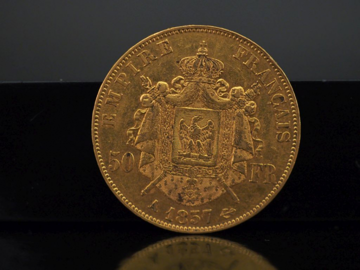 Une pièce de 50 Francs or, 1857-A.   