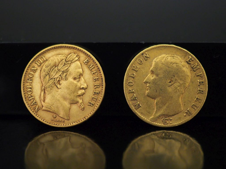 Deux pièces de 20 Francs or, 1806-A et 1870.   