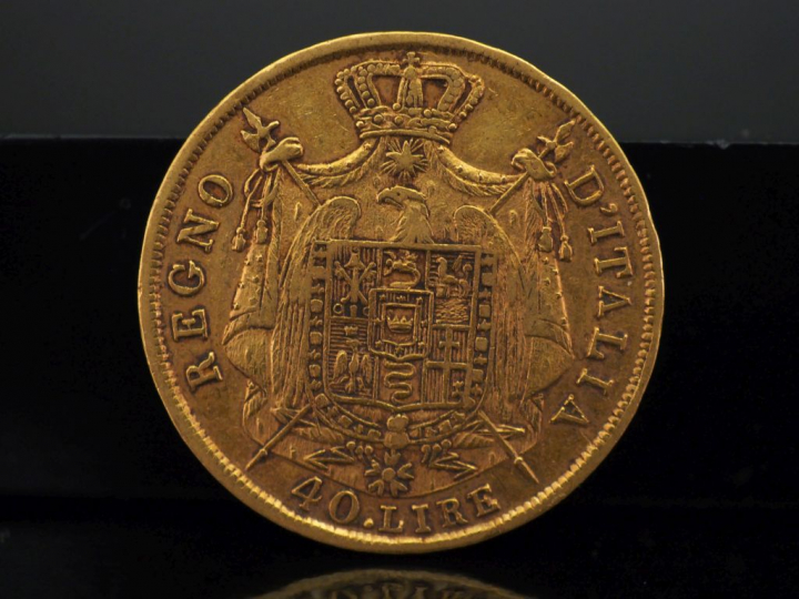 Pièce de 40 Lire or, Napoléon empereur, 1811-M.   
