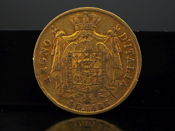 Pièce de 40 Lire or, Napoléon empereur, 1812. (légèrement usée)   