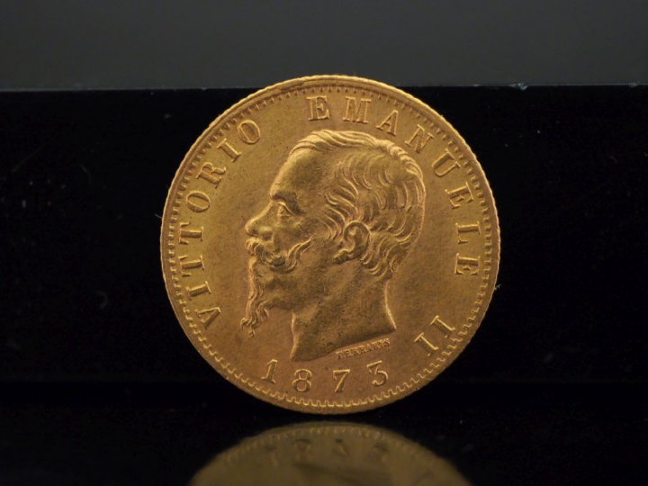 	Une pièce de 20 Lire or, 1873   