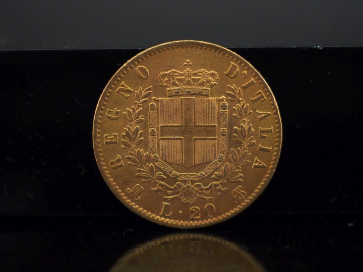 	Une pièce de 20 Lire or, 1873   