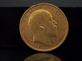 Vente aux enchères Un Souverain or, Edouard VII, 1905.   