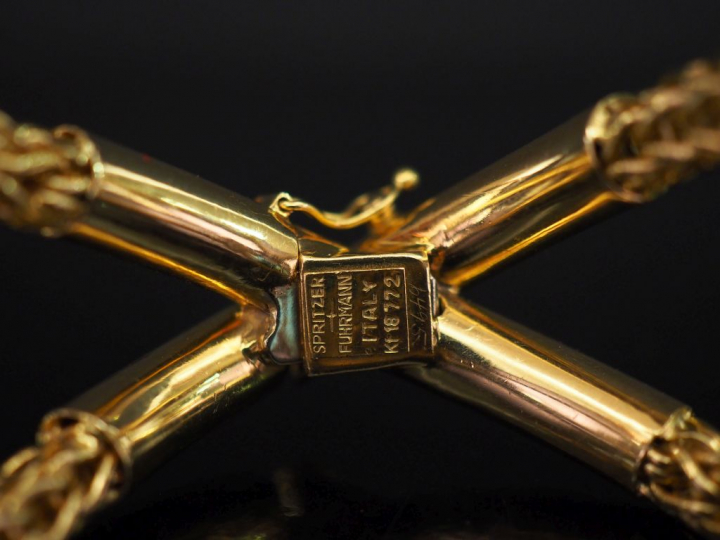 SPITZER   FUHRMANN Large bracelet ajouré en or jaune, maille ronde tre