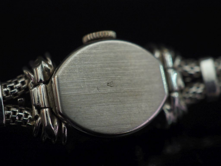 GERMOR Montre bracelet de dame, boitier et bracelet en or blanc.  Cadr