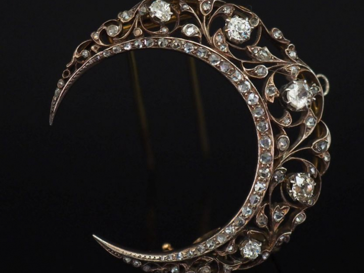 Broche/pendentif Napoléon III en or jaune ert argent en forme de crois