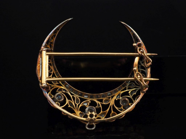 Broche/pendentif Napoléon III en or jaune ert argent en forme de crois