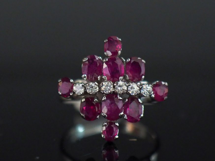 Bague moderne en argent 925, sertie d'une ligne de six pierres à l'imi