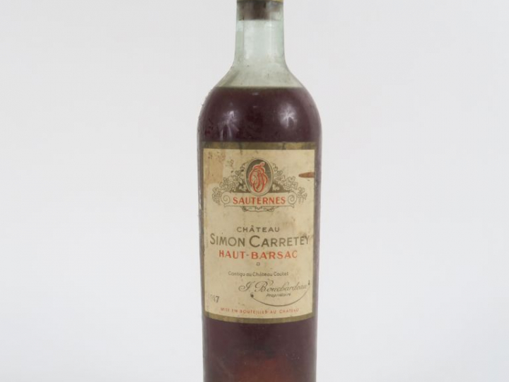 1 BOUTEILLE CHÂTEAU SIMON CARRETEY HAUT BARSAC - 1947 - MEP/BS