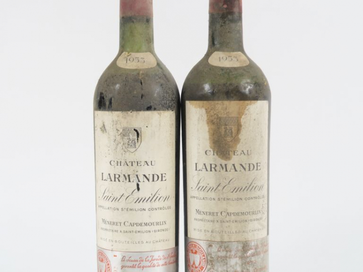 2 BOUTEILLES CHÂTEAU LARMANDE ST EMILION - 1953 - 1 MEP-BEP/1 BEP/BS
