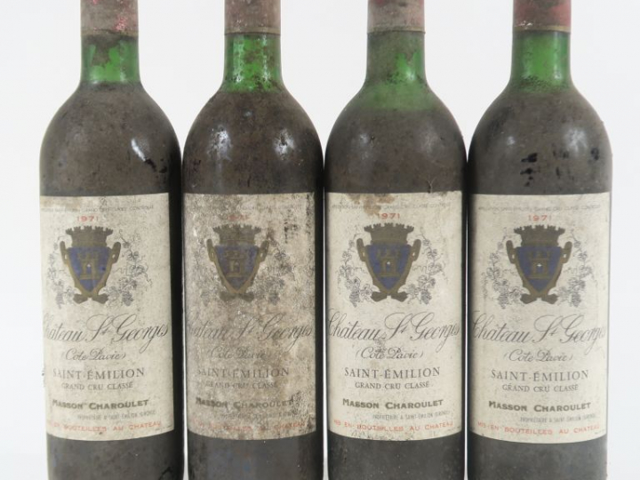 4 BOUTEILLES CHÂTEAU ST GEORGES ST EMILION GC - 1971 - 1 BG/2 LB/1 HEP
