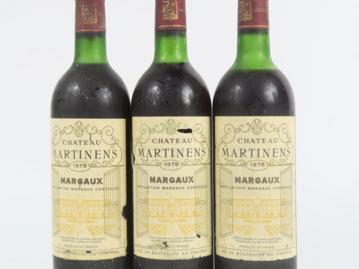 3 BOUTEILLES CHÂTEAU MARTINENS MARGAUX - 1978 - 2 BG/1 HEP