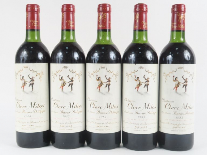 5 BOUTEILLES CHÂTEAU CLERC MILON CC PAUILLAC - 1983 - 4 LB/1 LB-HEP