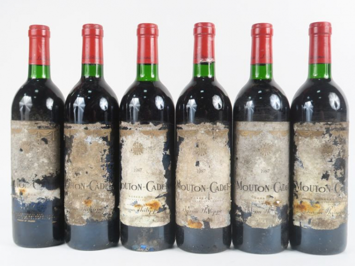 6 BOUTEILLES MOUTON CADET BORDEAUX - 1987 - BG/EA