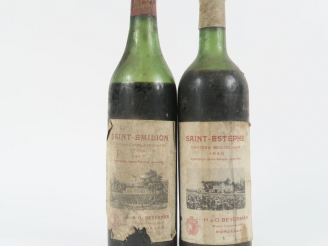 Vente aux enchères 2 VIEILLES BOUTEILLES BEYERMAN : 1 CHÂTEAU BEAUSEJOUR ST ESTEPHE 1949 
