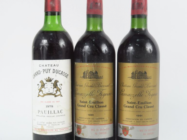 3 BOUTEILLES : 1 CHÂTEAU GRAND PUY DUCASSE GCC PAUILLAC - 1978 HEP - 2