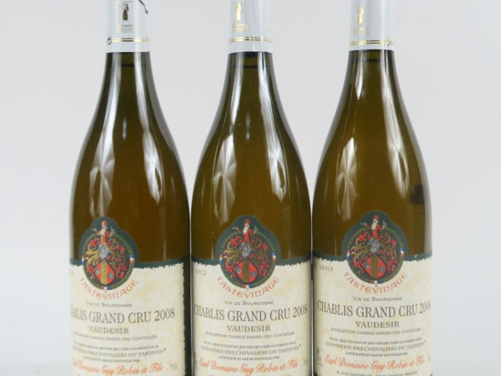 2 BOUTEILLES CHABLIS GC 'VAUDESIR' TASTEVINAGE GUY ROBIN   FILS - 2008
