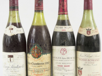 Vente aux enchères 4 BOUTEILLES : 1 VOLNAY SANTENOTS 1er CRU GLANTENAY 1982 - 1 GEVREY CH