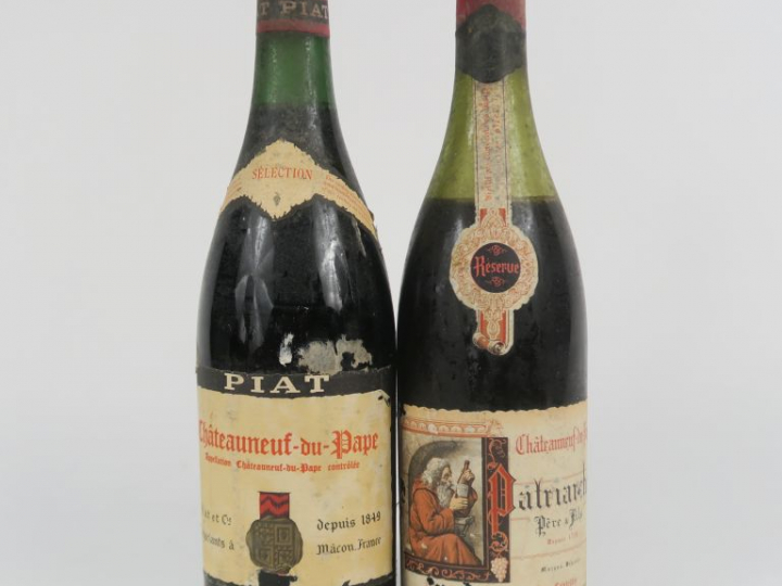 2 VIEILLES BOUTEILLES CHATEAUNEUF DU PAPE : 1 PIAT 'SÉLECTION' - 1 PAT