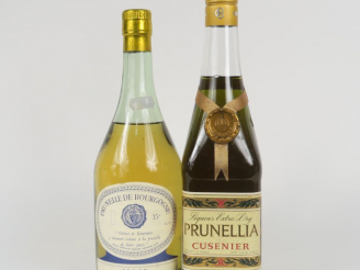 Vente aux enchères 2 BOUTEILLES : 1 PRUNELLE DE BOURGOGNE 35° - 1 PRUNELLIA CUSENIER 38°