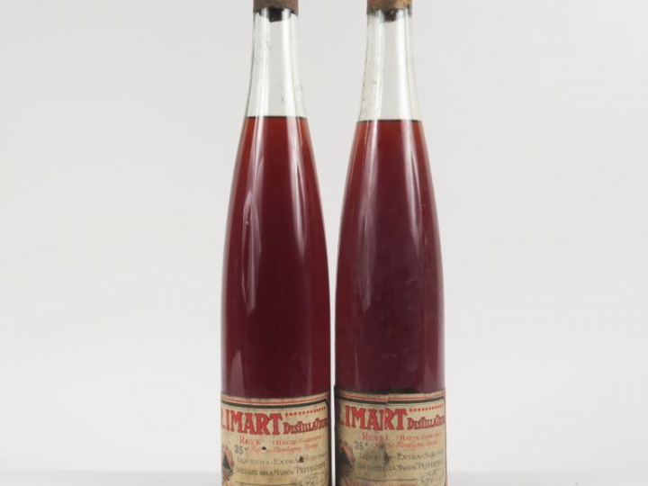 2 VIEILLES BOUTEILLES LIQUEURS R. IMART - CAPS ÉTAIN