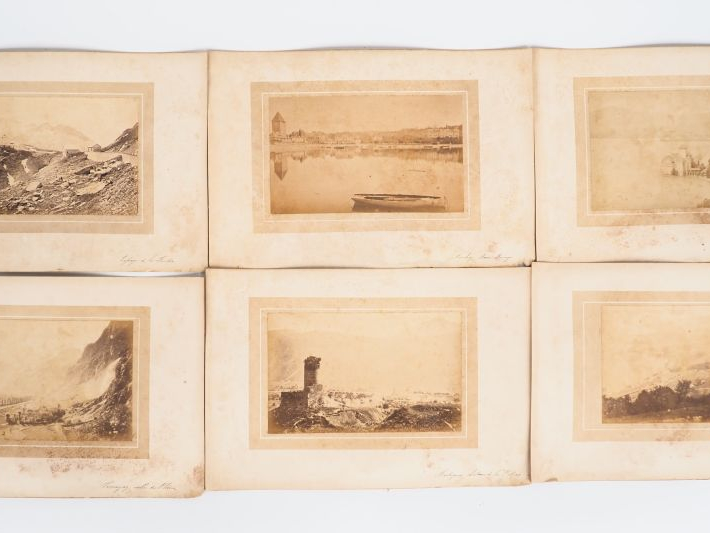 35 tirages albuminés sur les Alpes françaises et suisses. (mouillures 