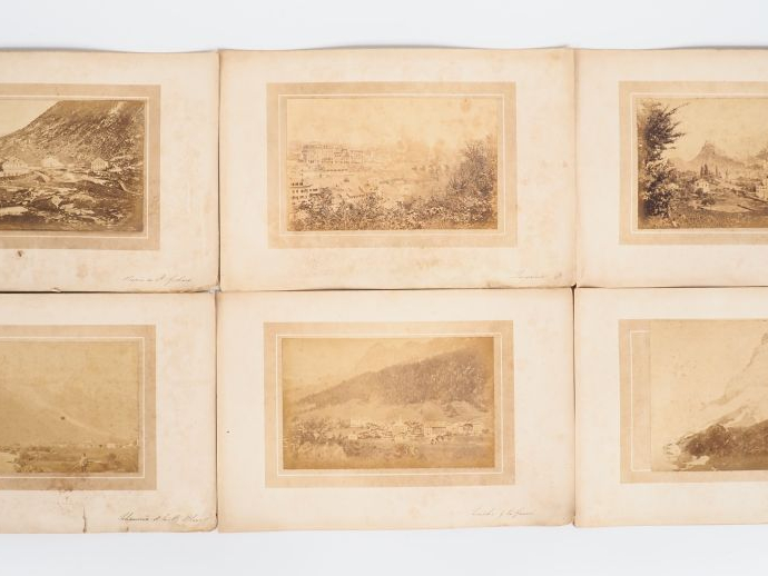 35 tirages albuminés sur les Alpes françaises et suisses. (mouillures 