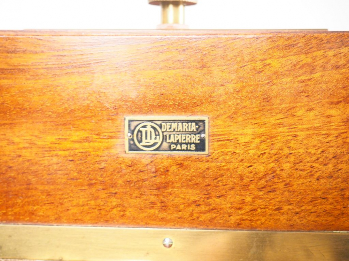 Chambre photographique en acajou à soufflet DEMARIA avec objectif BERT