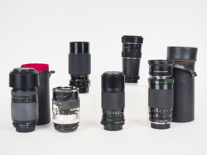 Lot de six objectifs différents (état d'usage) dont HANIMEX, VIVITAR, 