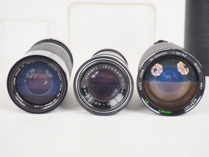 Lot de six objectifs différents (état d'usage) dont HANIMEX, VIVITAR, 