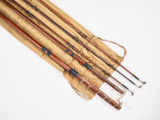 Vente aux enchères Canne anglaise à saumon en bois exotique. Raccord en sifflet. Trois sc