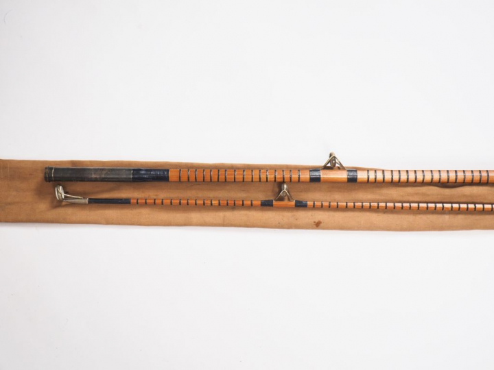 Canne anglaise à lancer lourd en bambou refendu, anneaux en agate.( 3,