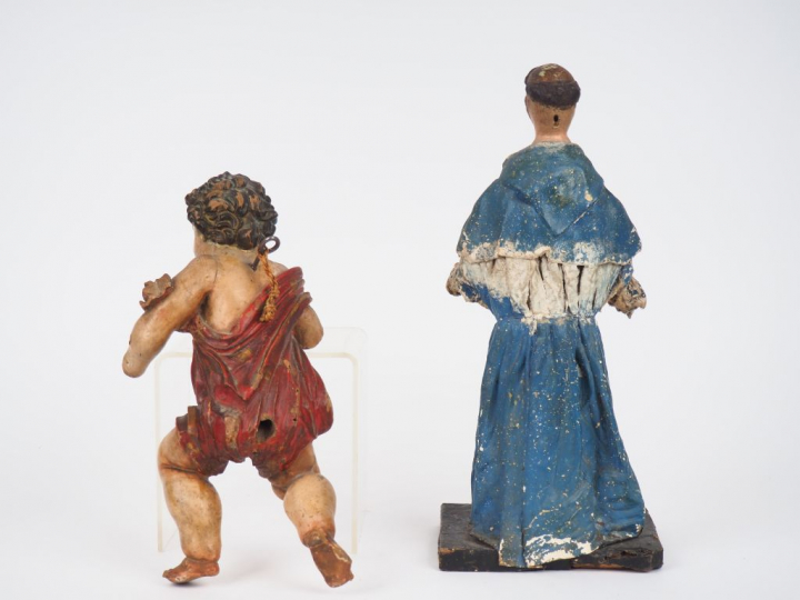 Sujet en bois polychrome fin XVIIIème début XIXème 'l'enfant Jésus" H.