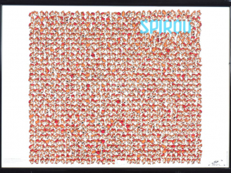 Vente aux enchères FRANQUIN. 'Les 1000 têtes de Spirou' Sérigraphie numérotée 2/3000. Dim