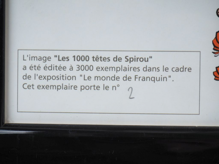 FRANQUIN. 'Les 1000 têtes de Spirou' Sérigraphie numérotée 2/3000. Dim