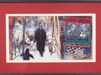 Vente aux enchères ENKI BILAL. 'Chess boxing'. Affiche édition d'art de l'album 'Froid Eq