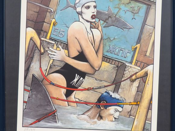 ENKI BILAL. 'La baigneuse'. Lithographie, signée et numérotée 329/499.