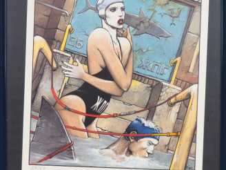 Vente aux enchères ENKI BILAL. 'La baigneuse'. Lithographie, signée et numérotée 329/499.