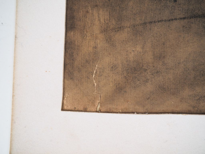 Ecole française XIXème. "Nu en pied". Dessin. Dim. 61,5 x 45 cm. (peti