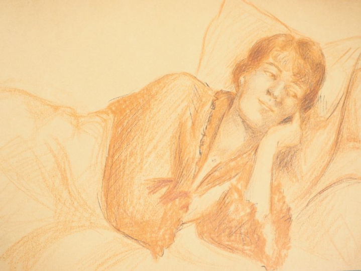 Carnet de dessins d'un amateur début XXème. Environ 70 compositions, p