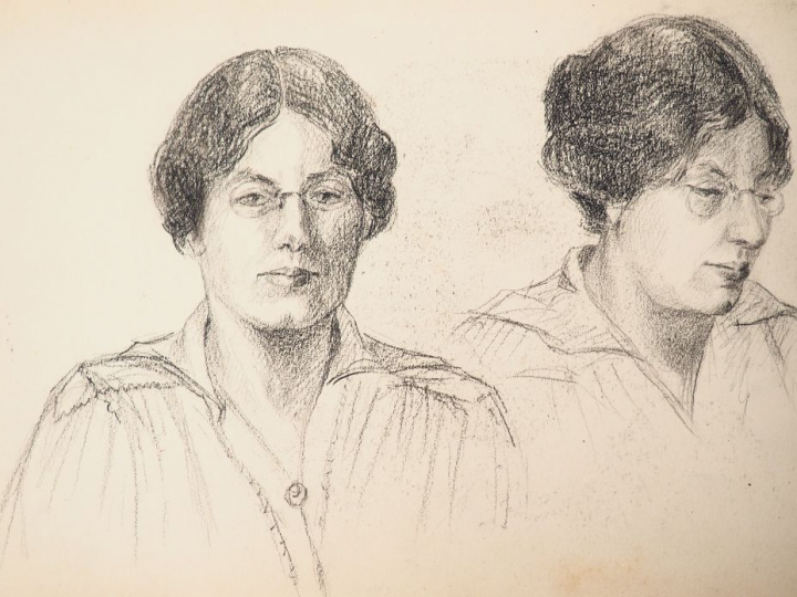 Carnet de dessins d'un amateur début XXème. Environ 70 compositions, p