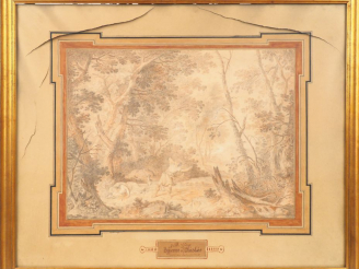 Vente aux enchères Jean-Baptiste GIRY. "Pyrame et Thisbée". Dessin signé et titré dans un