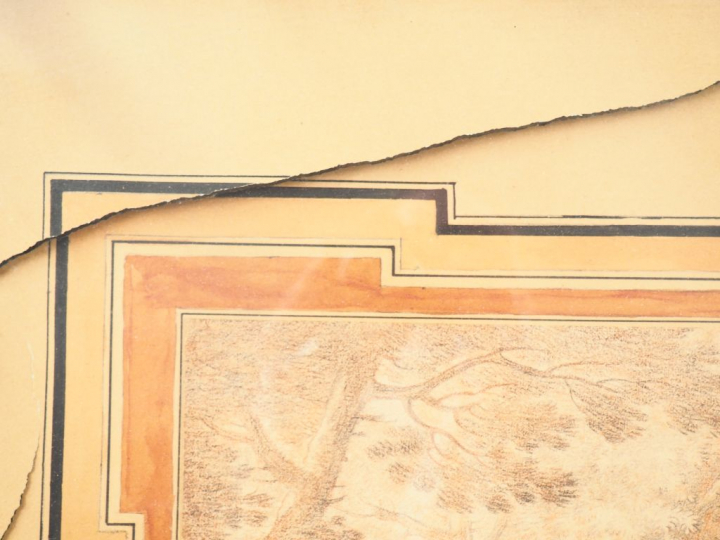 Jean-Baptiste GIRY. "Pyrame et Thisbée". Dessin signé et titré dans un