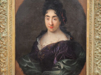 Vente aux enchères Ecole française  XVIIIème. "Portrait de femme à la robe bleue". Huile 
