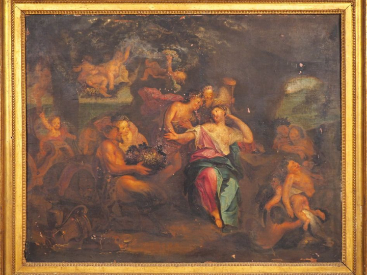 École française du XVIIIè d'après Antoine Coypel. "Bacchus et Ariane d
