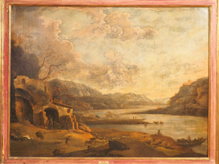 Attribué à Adriaen BLOMAERT (1609-1666) "Paysage animé" Toile. Hauteur