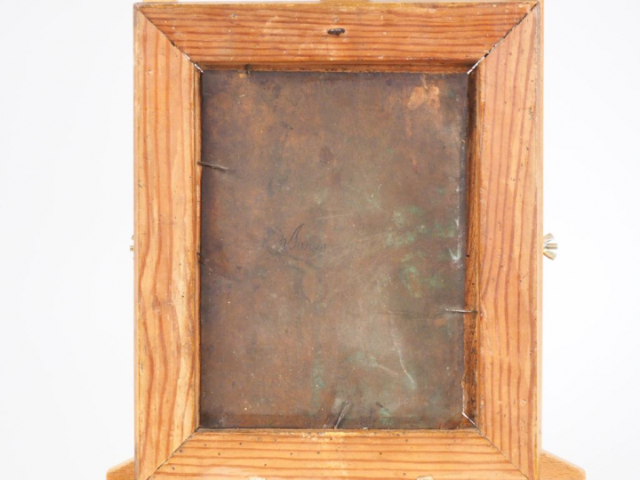 Ecole française XVIIIème. "Apparition du Christ à St François". Huile 