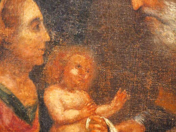 Ecole italienne XVIIème. "La présentation du Christ au temple". Huile 