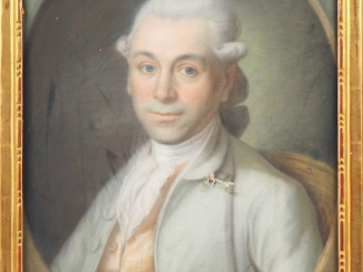 Vente aux enchères Ecole française fin XVIIIème. "Portrait d'homme à la redingote bleue".